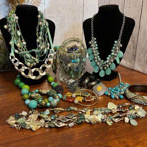 Blue, Green and Silver Mystery Jewelry Lot